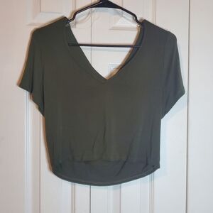 Charlotte Russe olive green crop top-L